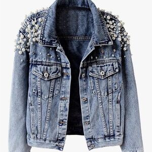 Pearl Embellished Denim Jacket